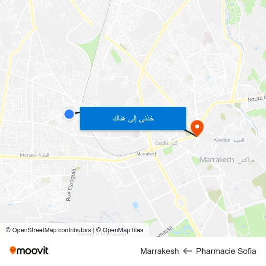 Pharmacie Sofia to Marrakesh map