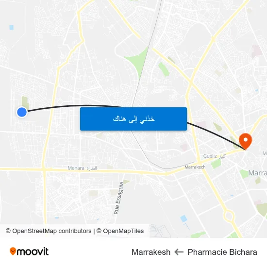 Pharmacie Bichara to Marrakesh map