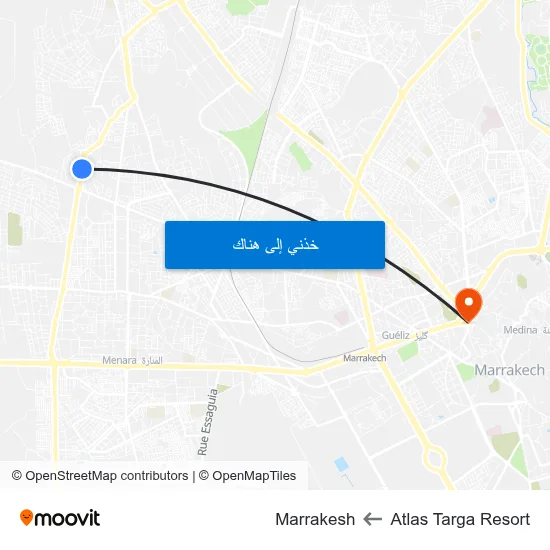 Atlas Targa Resort to Marrakesh map