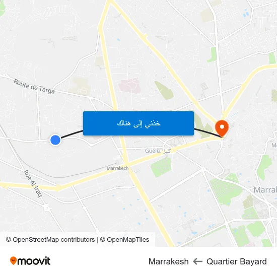 Quartier Bayard to Marrakesh map