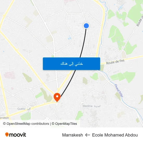 Ecole Mohamed Abdou to Marrakesh map