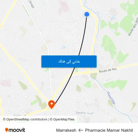 Pharmacie Mamar Nakhil to Marrakesh map