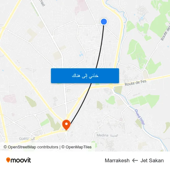 Jet Sakan to Marrakesh map