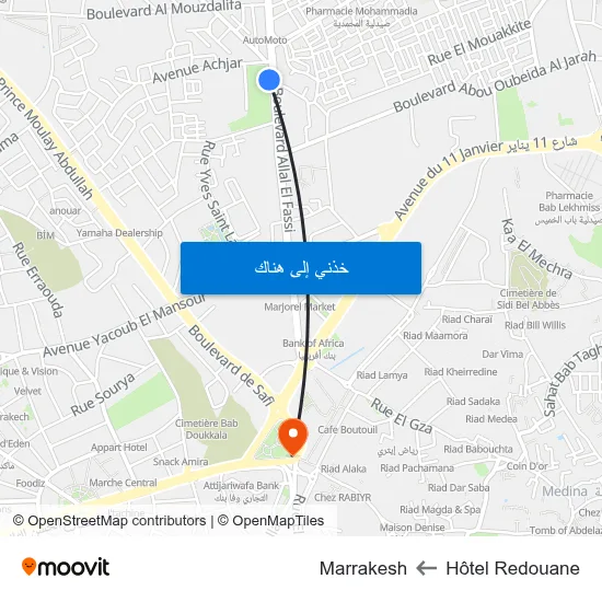 Hôtel Redouane to Marrakesh map