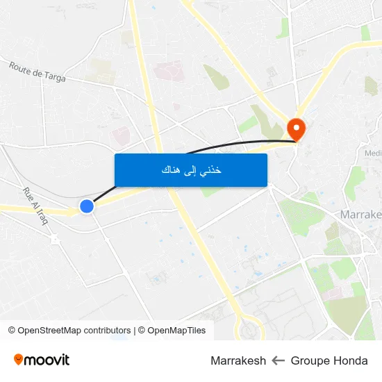 Groupe Honda to Marrakesh map