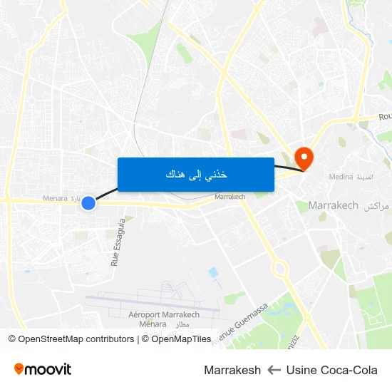 Usine Coca-Cola to Marrakesh map