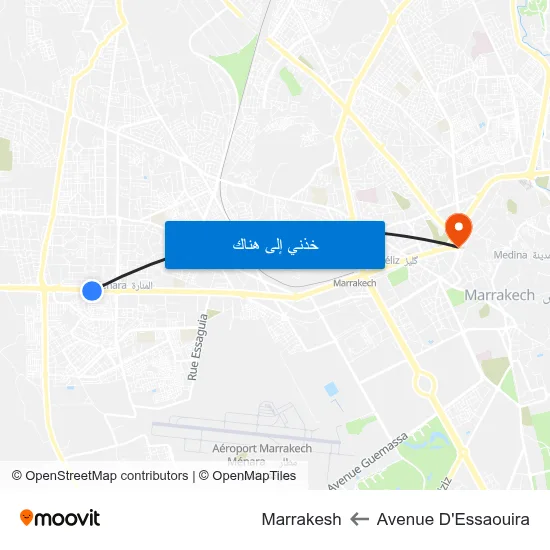 Avenue D'Essaouira to Marrakesh map