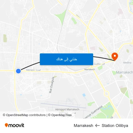 Station Oilibya to Marrakesh map