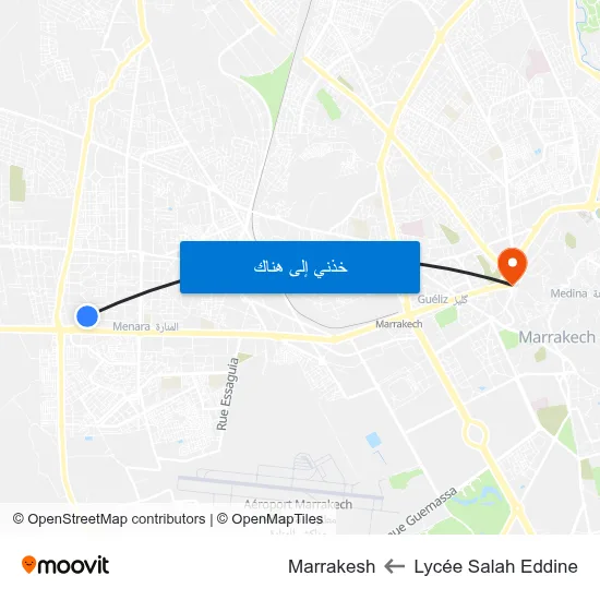 Lycée Salah Eddine to Marrakesh map