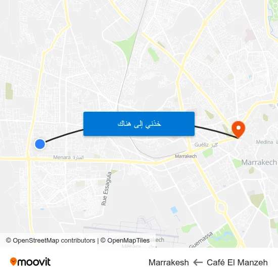 Café El Manzeh to Marrakesh map