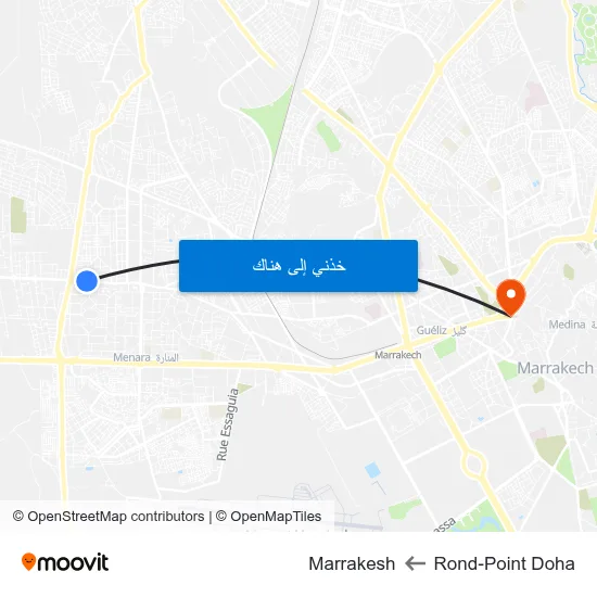 Rond-Point Doha to Marrakesh map