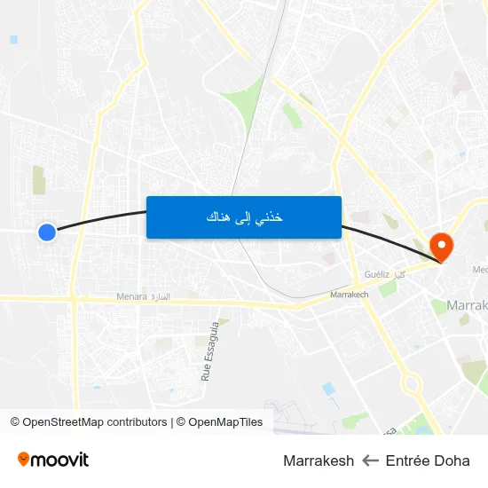 Entrée Doha to Marrakesh map