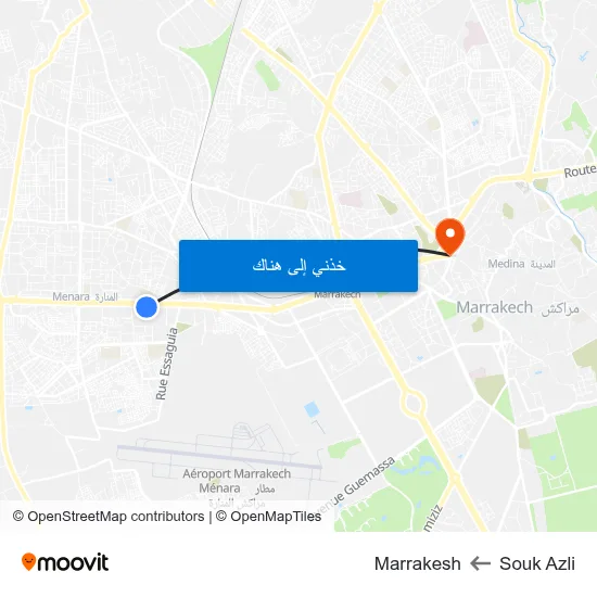 Souk Azli to Marrakesh map