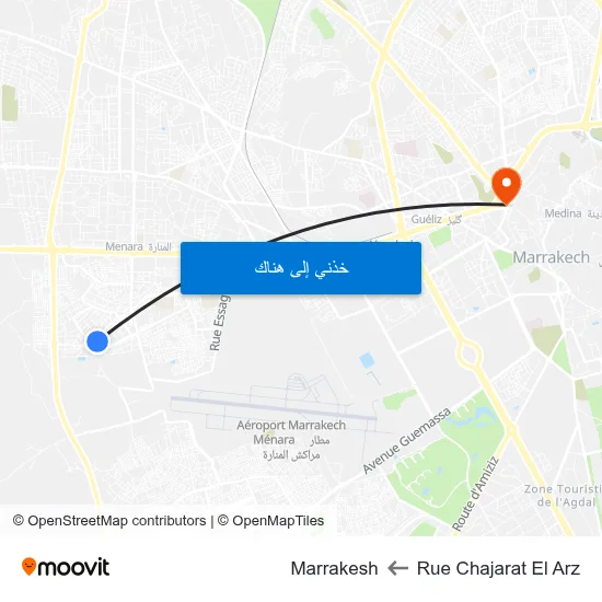 Rue Chajarat El Arz to Marrakesh map