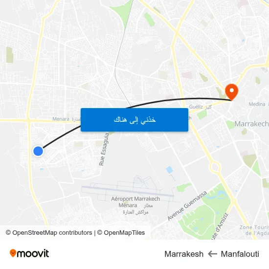 Manfalouti to Marrakesh map