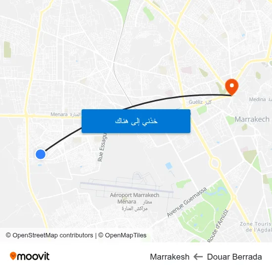 Douar Berrada to Marrakesh map