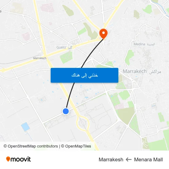 Menara Mall to Marrakesh map