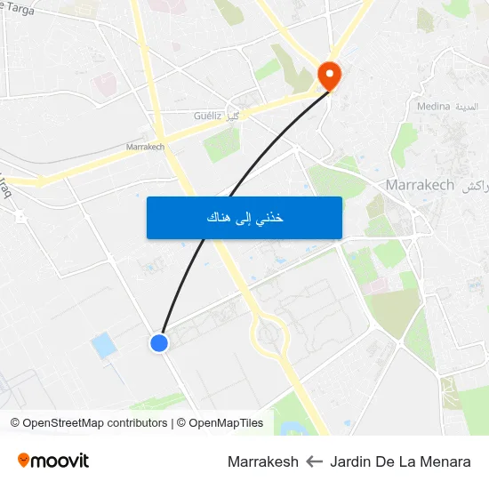 Jardin De La Menara to Marrakesh map