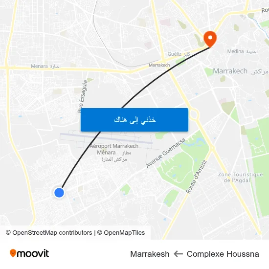 Complexe Houssna to Marrakesh map