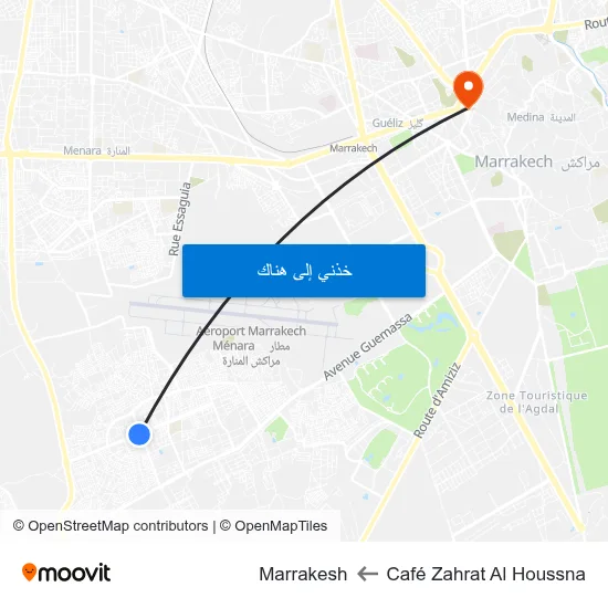 Café Zahrat Al Houssna to Marrakesh map