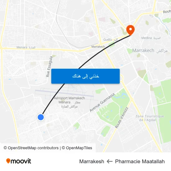Pharmacie Maatallah to Marrakesh map
