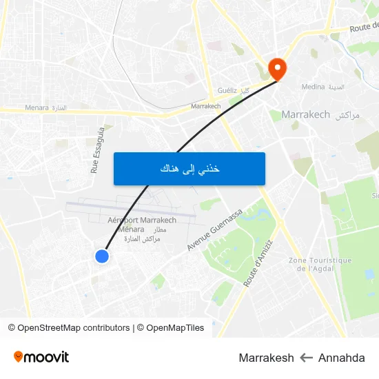 Annahda to Marrakesh map