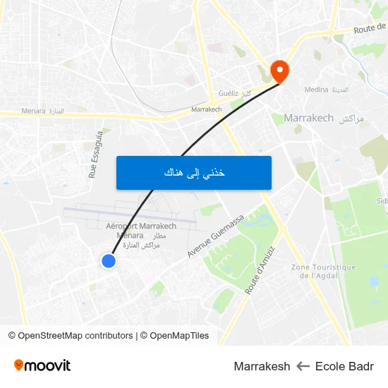 Ecole Badr to Marrakesh map