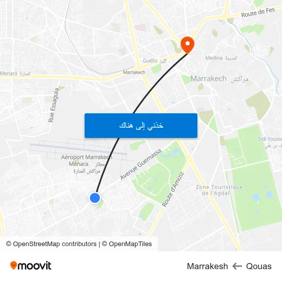 Qouas to Marrakesh map