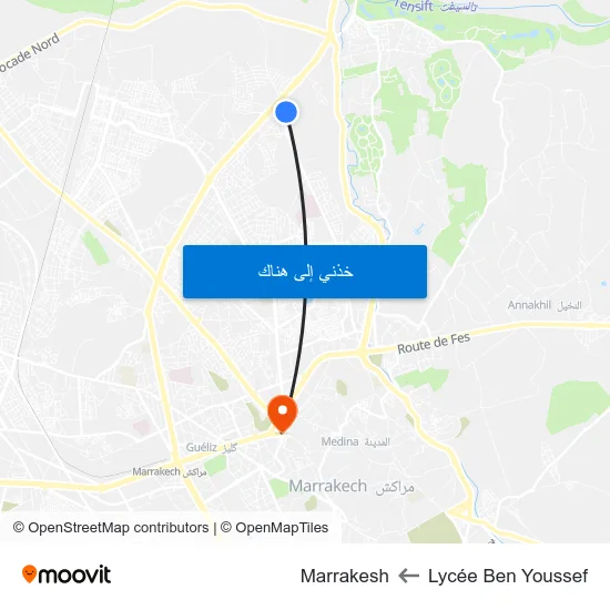 Lycée Ben Youssef to Marrakesh map
