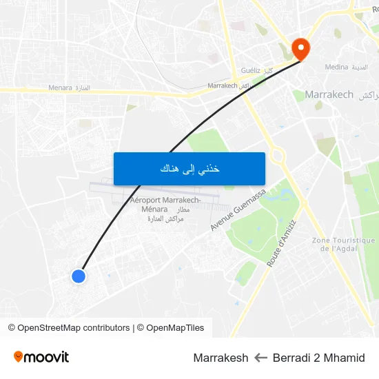 Berradi 2 Mhamid to Marrakesh map