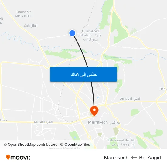 Bel Aagid to Marrakesh map