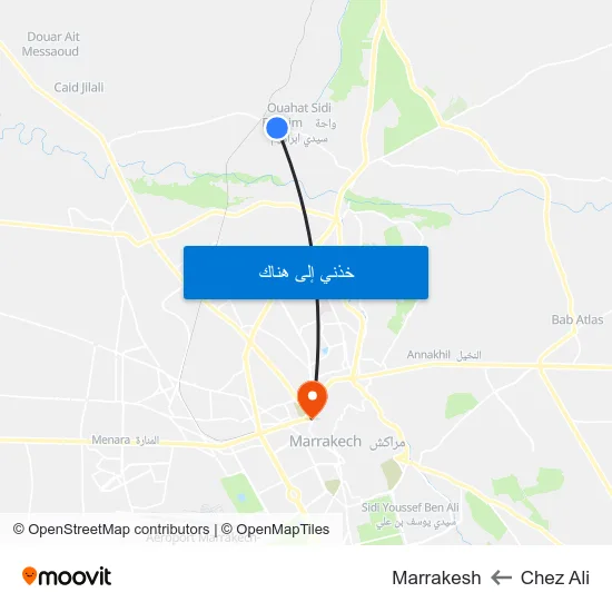Chez Ali to Marrakesh map