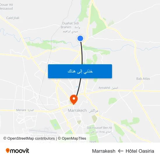 Hôtel Oasiria to Marrakesh map