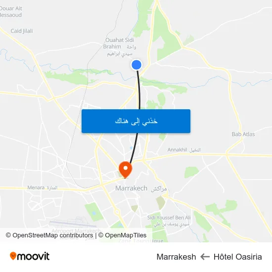 Hôtel Oasiria to Marrakesh map