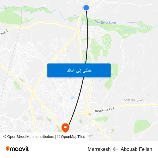 Abouab Fellah to Marrakesh map