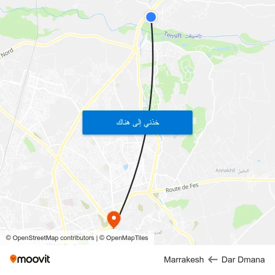 Dar Dmana to Marrakesh map