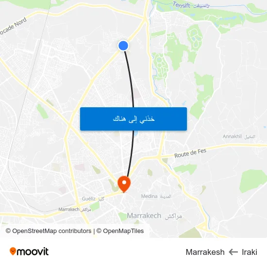 Iraki to Marrakesh map