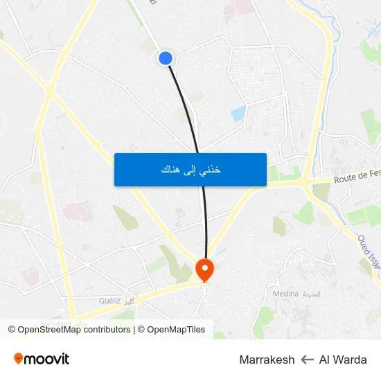 Al Warda to Marrakesh map
