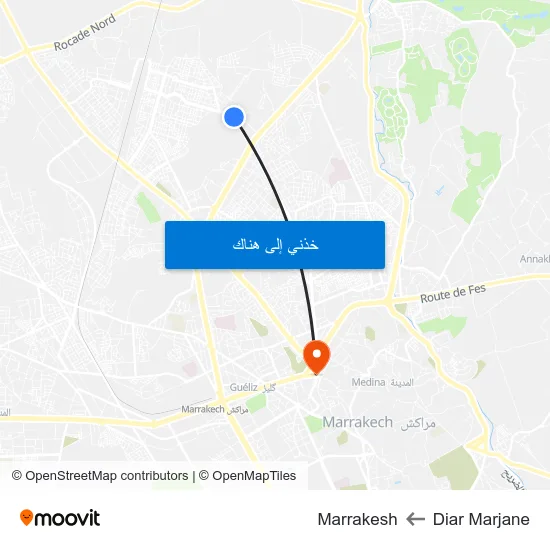 Diar Marjane to Marrakesh map