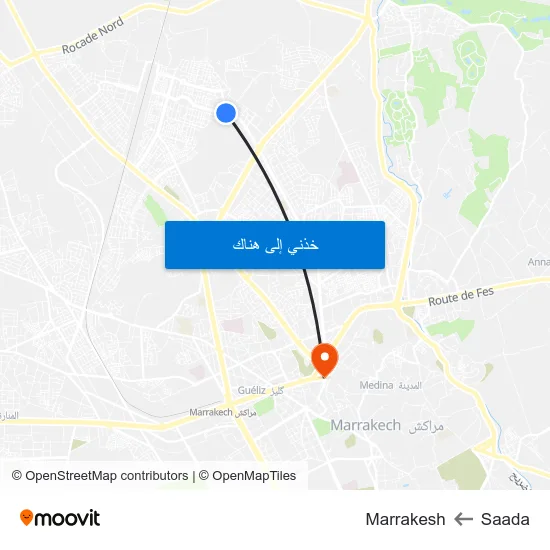 Saada to Marrakesh map