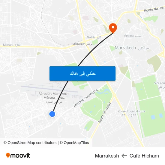 Café Hicham to Marrakesh map