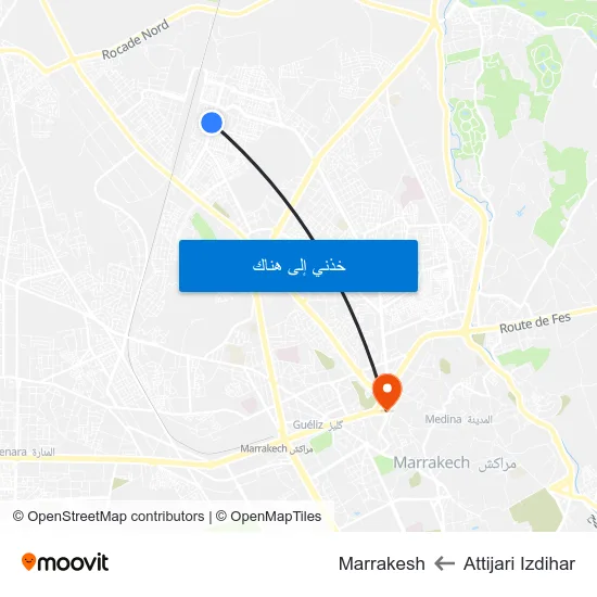 Attijari Izdihar to Marrakesh map