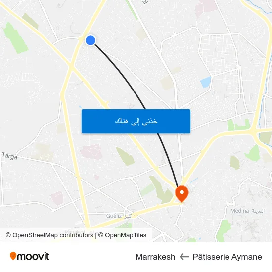 Pâtisserie Aymane to Marrakesh map