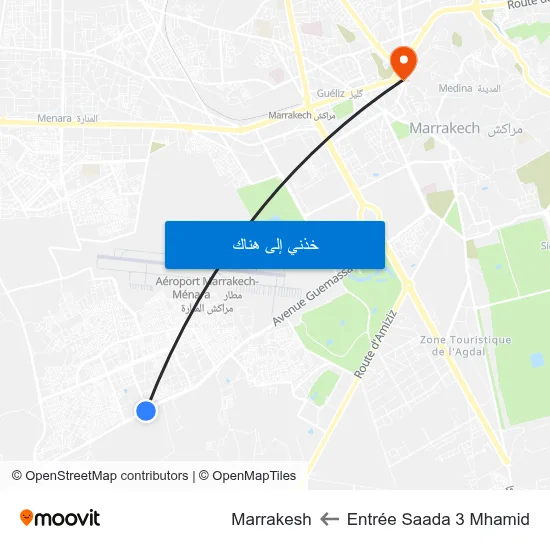 Entrée Saada 3 Mhamid to Marrakesh map