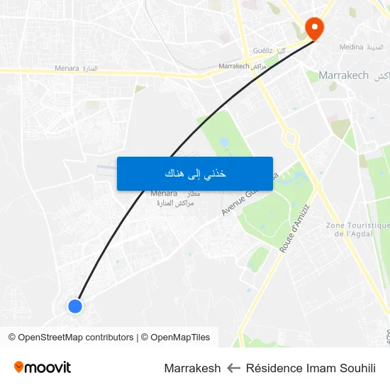 Résidence Imam Souhili to Marrakesh map