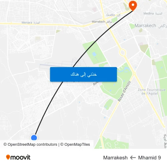 Mhamid 9 to Marrakesh map