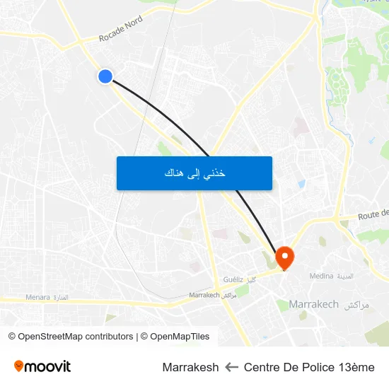 Centre De Police 13ème to Marrakesh map