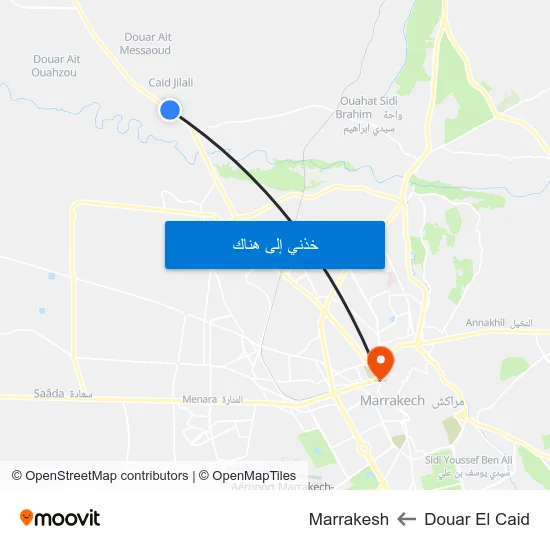 Douar El Caid to Marrakesh map