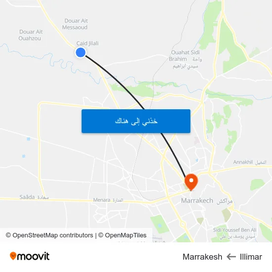 Illimar to Marrakesh map