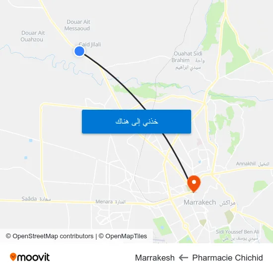 Pharmacie Chichid to Marrakesh map